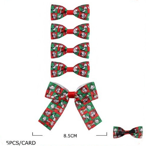 5 Pc Set Christmas Novelty Hair Bow Clips .70 each set