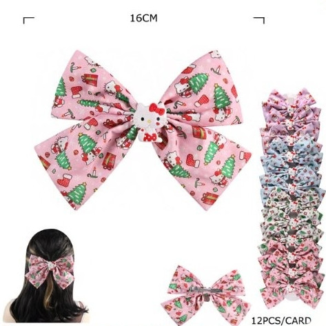 5.9" Christmas Novelty Bow Hair Clips .70 each