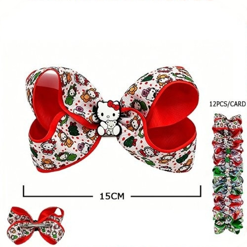 5.9" Christmas Novelty Bow Hair Clips .70 each