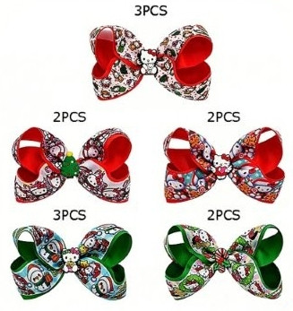 5.9" Christmas Novelty Bow Hair Clips .70 each