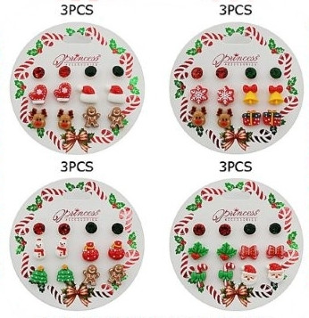 6 Pair Christmas Stud Earring Sets .70 each set