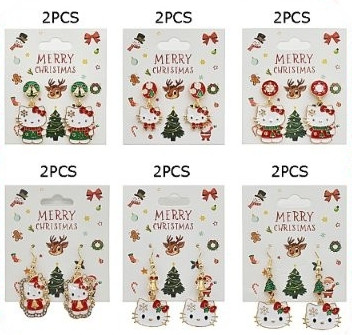 1.5" Christmas Novelty Dangling Earrings .70 each pair