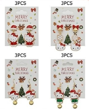 1.7" Christmas Novelty Earrings w/ Bell .70 each pair