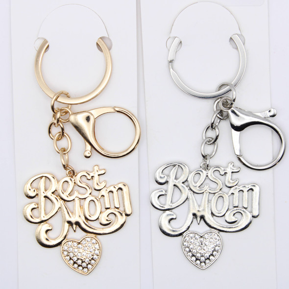 Rhinestone “BEST MOM” Heart Keychain .70 each
