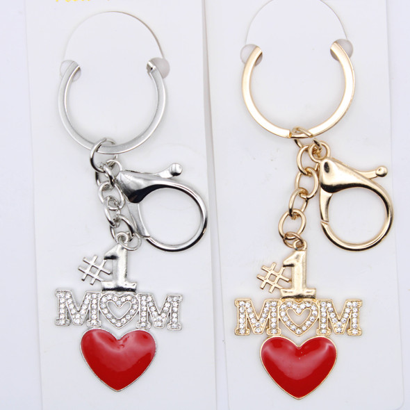 #1 MOM Rhinestone Heart Keychain .70 each