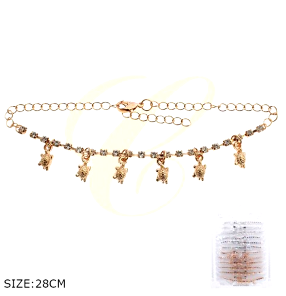 Turtle Charm Rhinestone Anklet .70 each