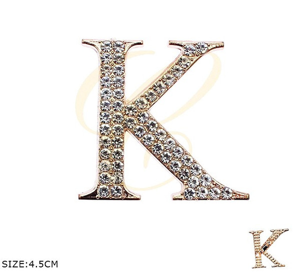 1.7" Sparkling Rhinestone Initial Brooch Gold Color .70 each