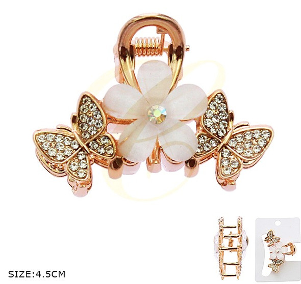 1.8" Butterfly & Flower Rhinestone Hair Claw Clip Gold & Silver .70 each