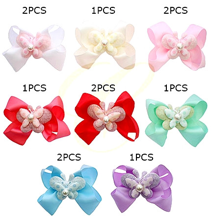 5.9" Delicate Butterfly w/ Pearl Bow Hair Clip .70 each