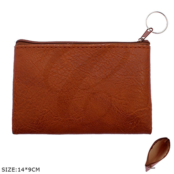 5.5" x 3.5" PU Leather Zip Coin Pouch w/ Key Ring .70 each