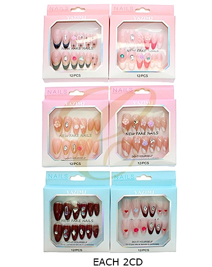 Elegant Fashion Nail Art Set 12 Pack Pre Glued Nails .70 each set