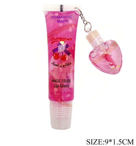 Moisturizing Lip Gloss with Heart Keychain Charms 24 pcs per display box .75 each