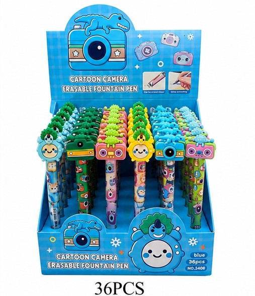Cartoon Camera Erasable Fountain Pen 36 pcs per display box .75 each