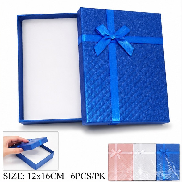 6.3" x 4.7" Large Jewelry Gift Box with Ribbon Bow 6 pcs per pk $1.41 each