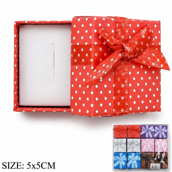 2" x 2" Mini Polka Dot Jewelry Gift Box with Ribbon Bow .70 each