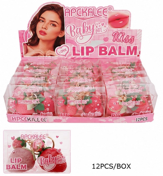 Strawberry-Shaped Moisturizing Lip Balm with Key Ring 12 pcs per display box $1.87 each 