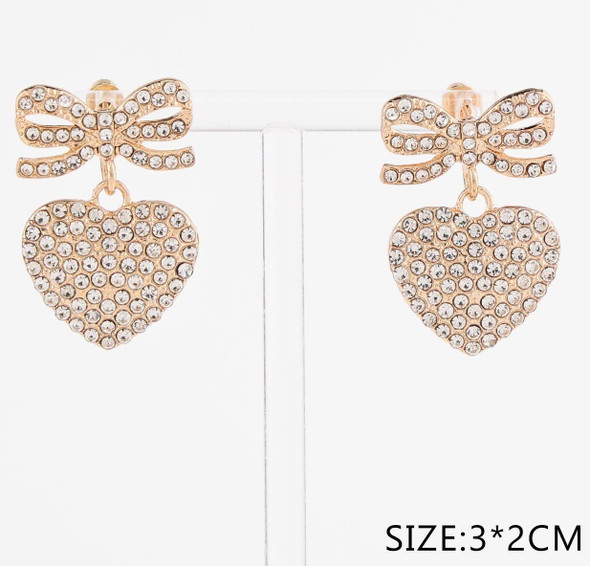 1.2" Rhinestone Bow & Heart Drop Earrings .70 each pair
