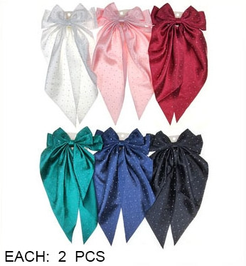 13.8" Rhinestone Long-Tail Bow Hair Clip .70 each