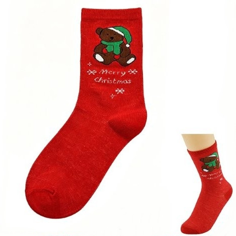 Merry Christmas Teddy Bear Crew Socks .75 each pair
