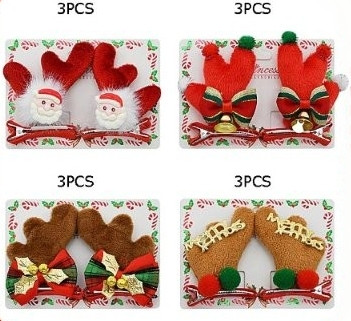 2.6" 2 Pc/ Card Christmas Character Antler Hair Clips .70 each