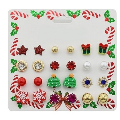 12 Pairs/Card Christmas Stud Earrings Multipack .70 each