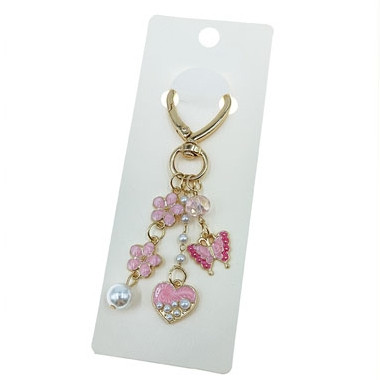 Rhinestone Butterfly & Heart Bag Charm / Keychain .70 each