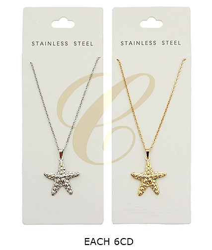 17.7" Adjustable Stainless Steel Starfish Necklace .70 each