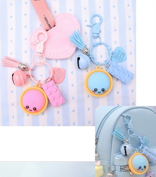 Dumpling Charm Keychain with Bell, Tassel & Heart .75 each