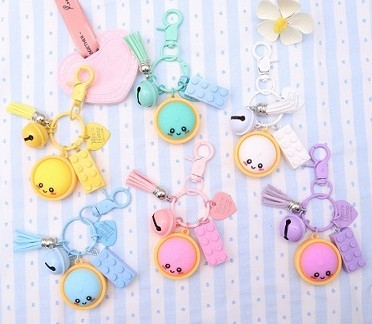 Dumpling Charm Keychain with Bell, Tassel & Heart .75 each