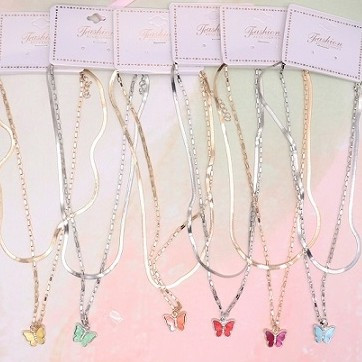 Layered Butterfly Pendant Necklace .70 each