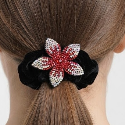 Rhinestone Flower Velvet Hair Scrunchie .70 each