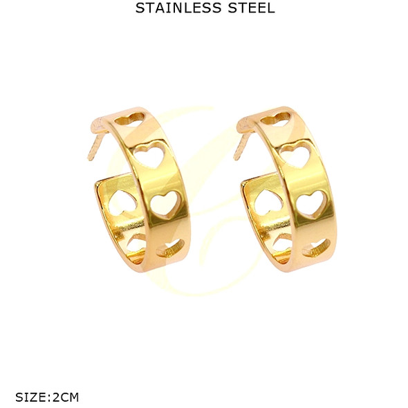 0.8" Stainless Steel Heart Cutout Hoop Earrings .70 each pair
