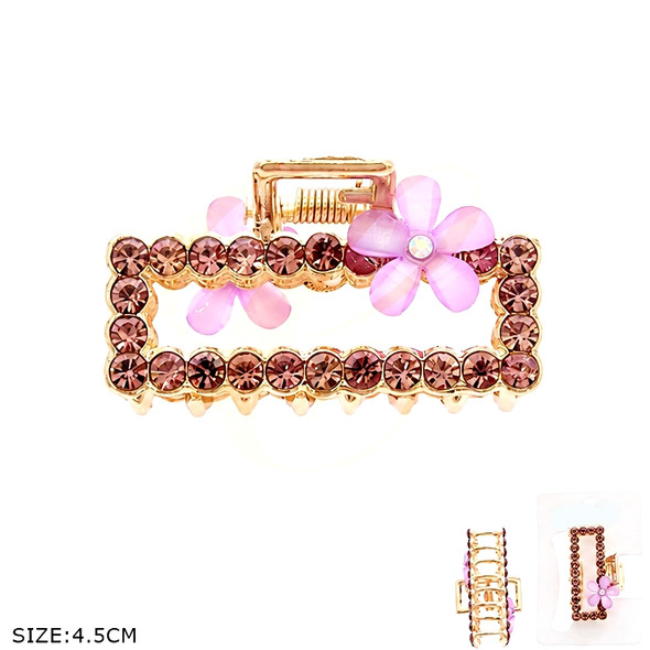 1.8" Rhinestone Rectangle Flower Hair Claw Clip .70 each