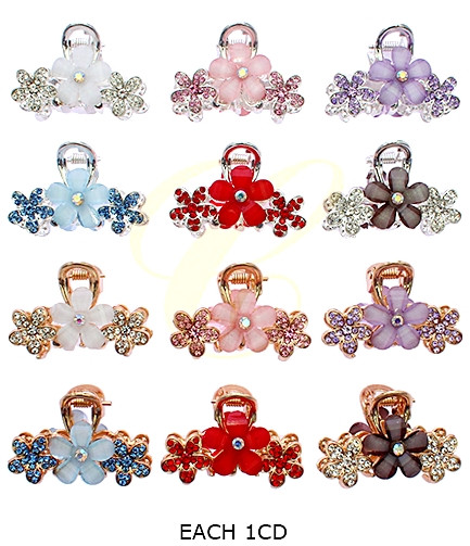 1.8" Flower Rhinestone Hair Claw Clip .70 each
