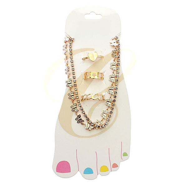 4 Pc Butterfly Layered Anklet & Toe Ring Set .70 each set