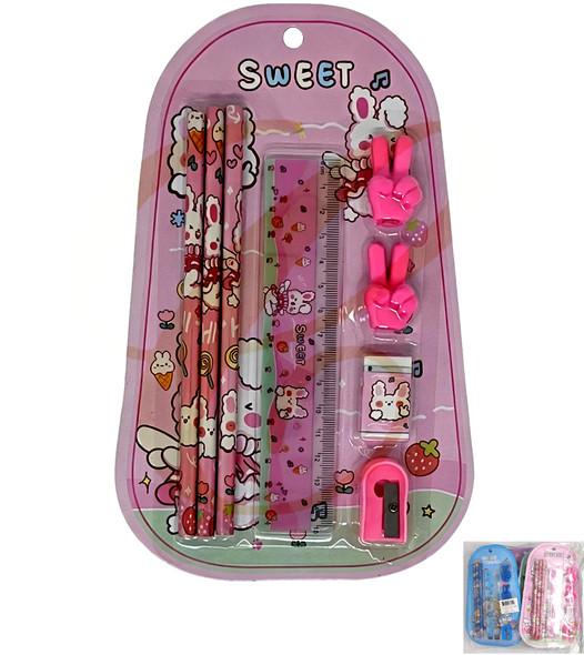 Kids' 8 Pc Cartoon Stationery Set .75 each set