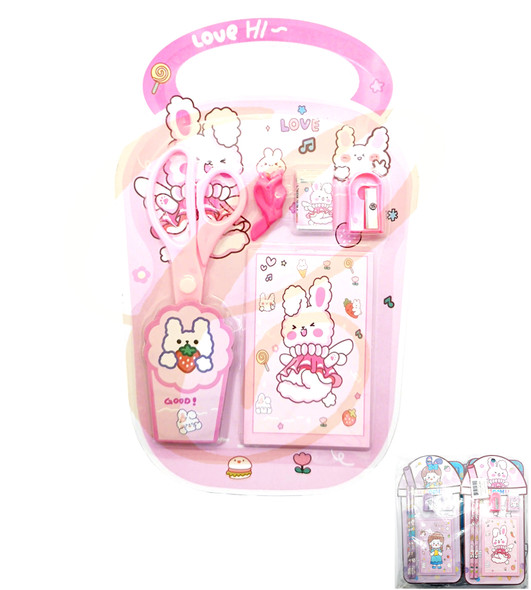 Kids' 5 Pc Cartoon Stationery Set with Safety Scissors .75 each