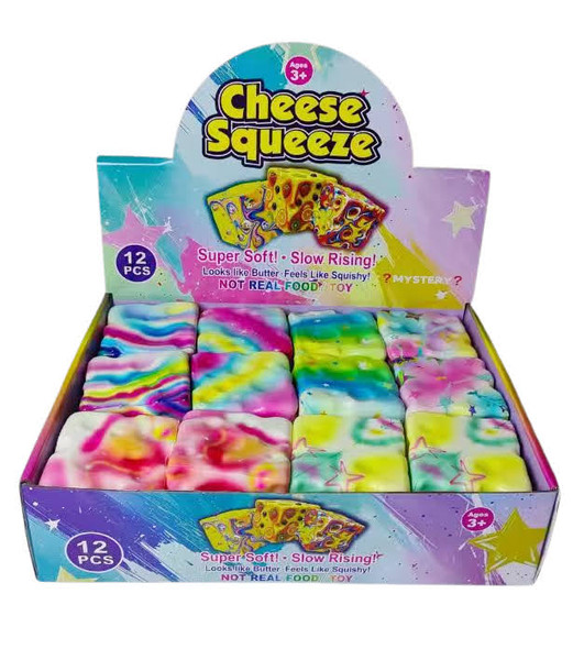 2.7" Rainbow Cheese Squishy Fidget Toys 12 Pc Display $1.50 each