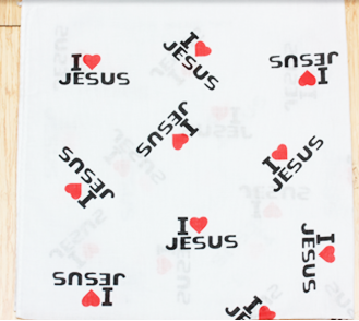 All White 21" Square I Love Jesus Bandana .70 each