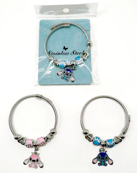 Kids Novelty Charm Stainless Steel Wire Bracelet .70 each
