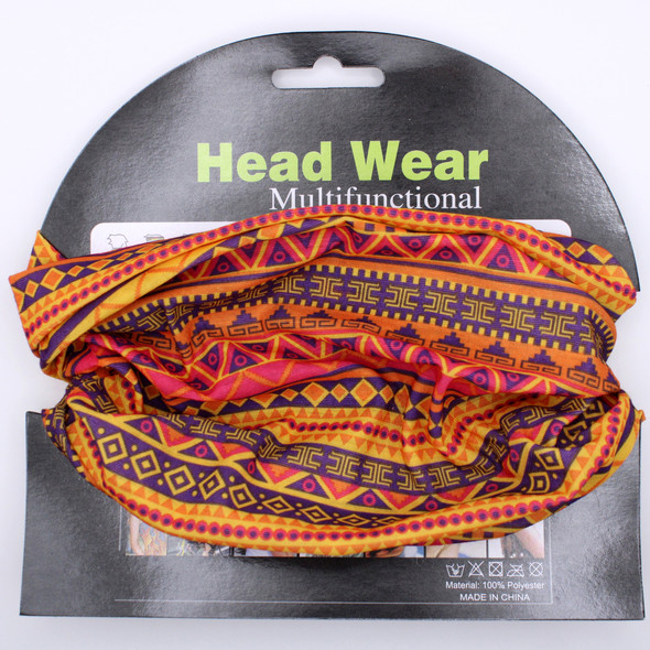 Carded Multifunctional Scarf/Headwear/Mask Tribal Prints .70 each