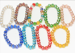 10 MM Crystal Beaded Stretch Bracelet Asst Colors .70 each