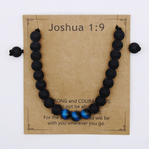 Men's Black Beaded Adjustable Bracelet with Blue Accent Beads .70 each