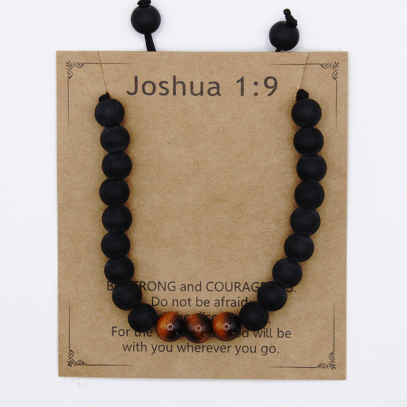 Men's Matte Black & Brown Wood Beaded Adjustable Bracelet .70 each