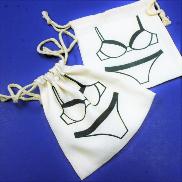 7" X 7" Canvas Pull String Cosmetic Bag  Bikini Theme 12 per pk .58 each