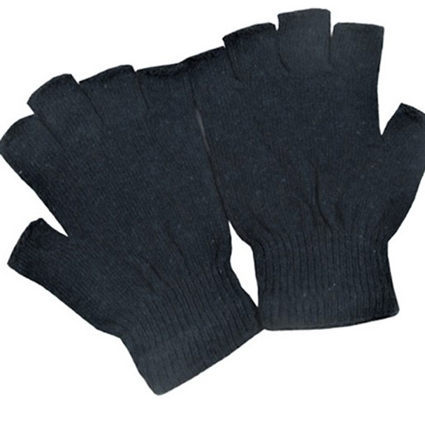 All Black  Kids Size Knit Fingerless Magic Gloves 12 pair pk .60 ea pair 