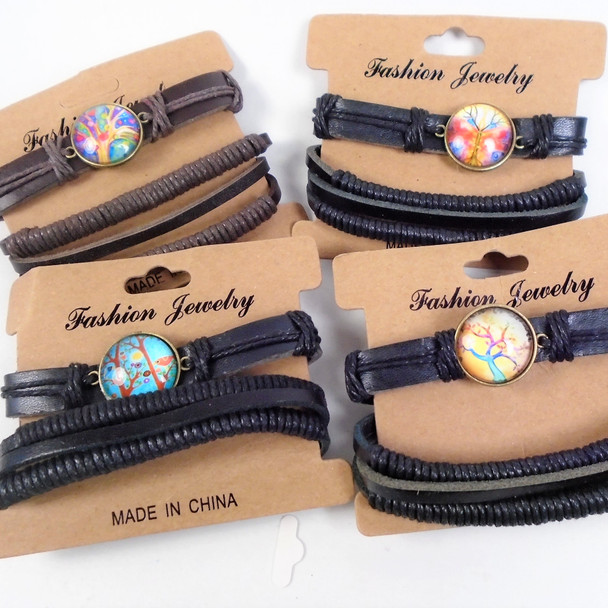 SPECIAL - 2 Pack Teen Leather Bracelet w/ Tree of Life  .70 per set