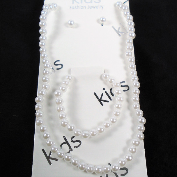 All White Pearl Look Necklace & Bracelet Set  .60 Each
