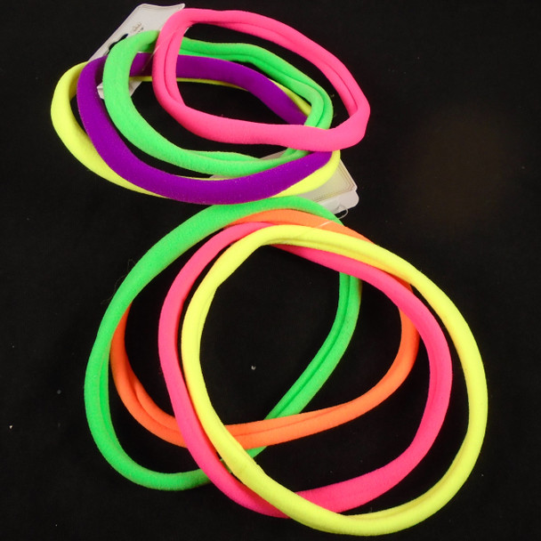 4 Pack Soft & Stretchy Elastic Headbands Mixed Neon Colors .56 each set