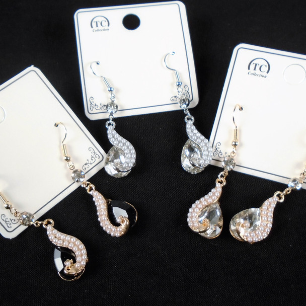 Elegant Pearl & Stone Fashion  Earrings   .56  per pair 